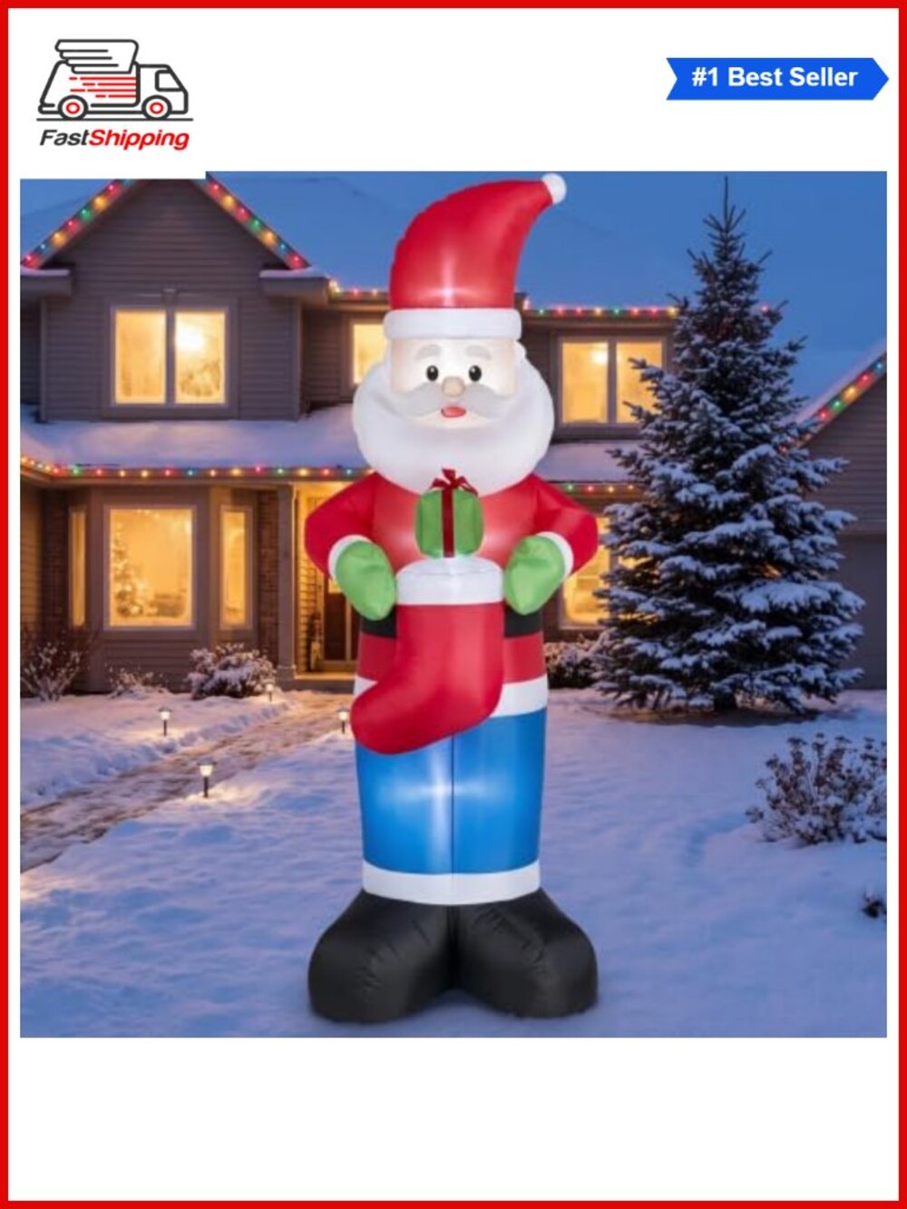 ๐
8FT Christmas Inflatable Santa Stocking LED Yard Decor - Picture 1 of 6